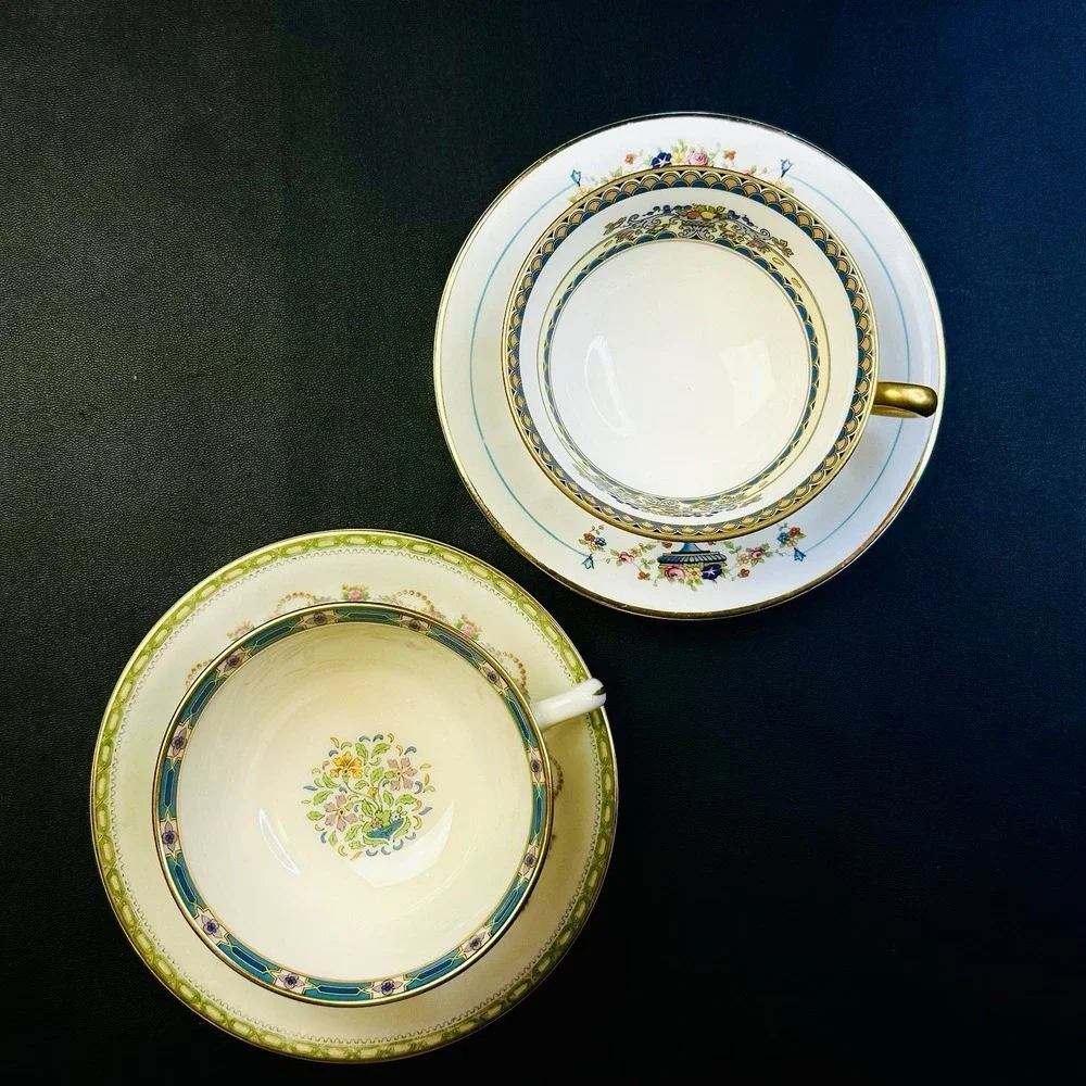 Mismatched Tea Cups & Saucers Set Of 2 Vintage China